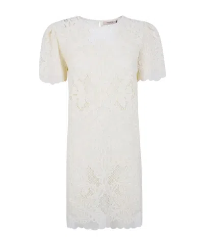 Twinset Lace Mini Dress In White
