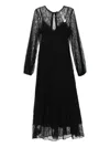 Twinset Lace-overlay Long-sleeved Dress In Black