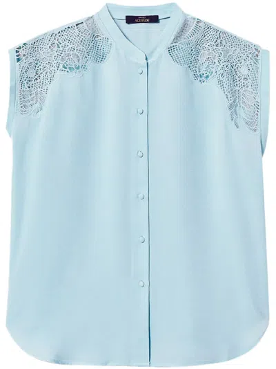 Twinset Lace-panel Blouse In Blue