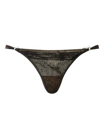 Twinset Lace-panel G-string Thong In Black