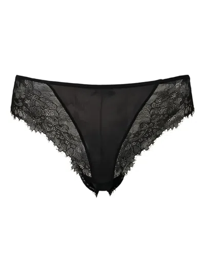 Twinset Lace-panelled Satin Briefs In Black