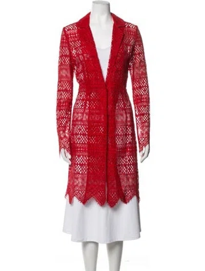 Pre-owned Twinset Lace Pattern Coat W/ Tags In Red