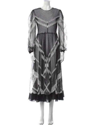Pre-owned Twinset Lace Pattern Long Dress In Black