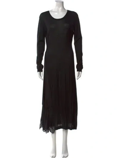 Pre-owned Twinset Lace Pattern Long Dress In Black