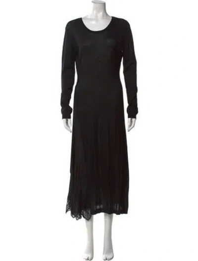 Pre-owned Twinset Lace Pattern Long Dress In Black
