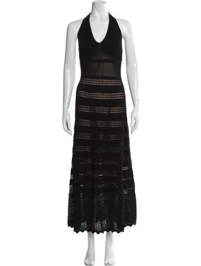 Pre-owned Twinset Lace Pattern Long Dress In Black