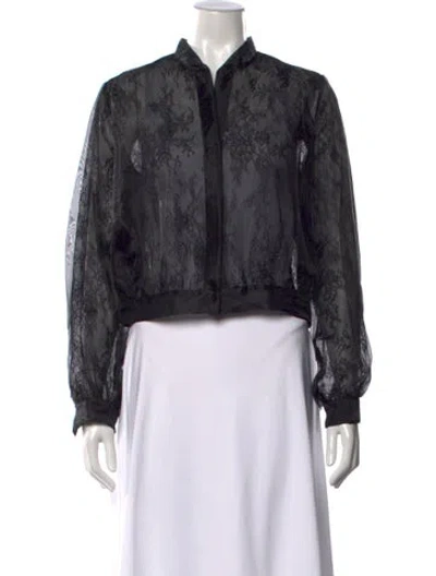 Pre-owned Twinset Lace Pattern Long Sleeve Blouse In Black