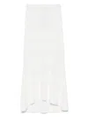 Twinset Twin-set Flowing White Maxi Skirt With Pointelle Trim And Ribbed Hem