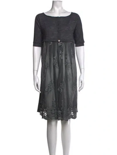 Pre-owned Twinset Lace Pattern Midi Length Dress In Grey