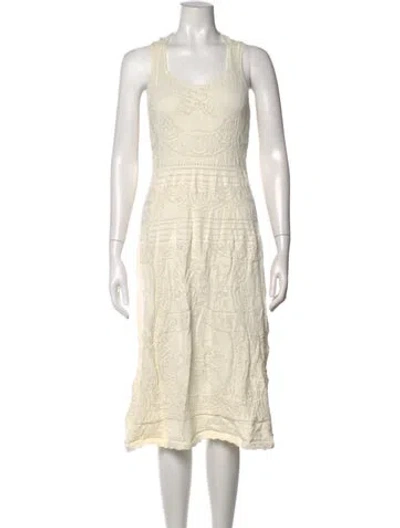 Pre-owned Twinset Lace Pattern Midi Length Dress In Neutral