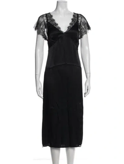 Pre-owned Twinset Lace Pattern Midi Length Dress W/ Tags In Black