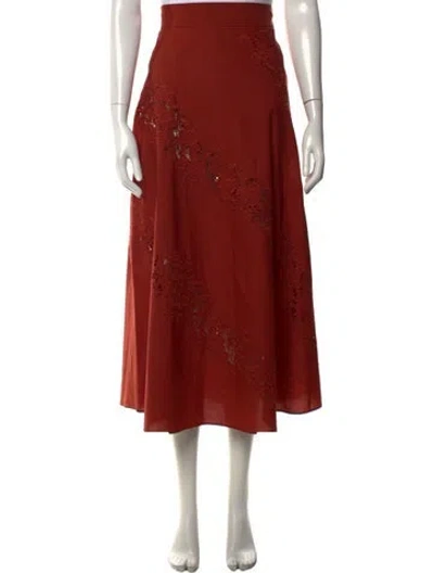 Pre-owned Twinset Lace Pattern Midi Length Skirt W/ Tags In Red