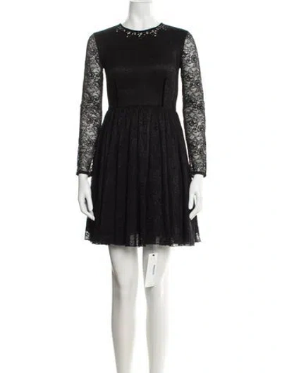 Pre-owned Twinset Lace Pattern Mini Dress In Black