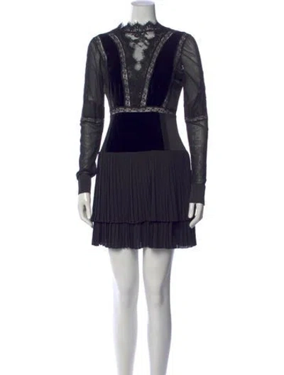 Pre-owned Twinset Lace Pattern Mini Dress In Black