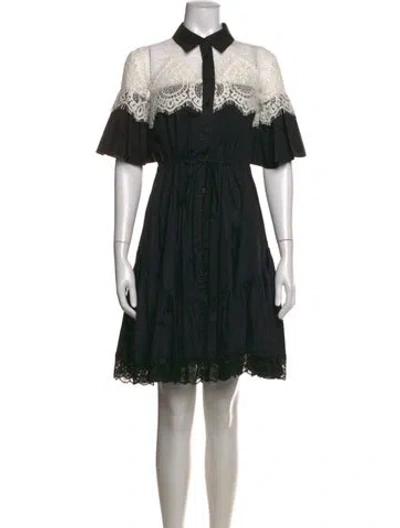 Pre-owned Twinset Lace Pattern Mini Dress In Black