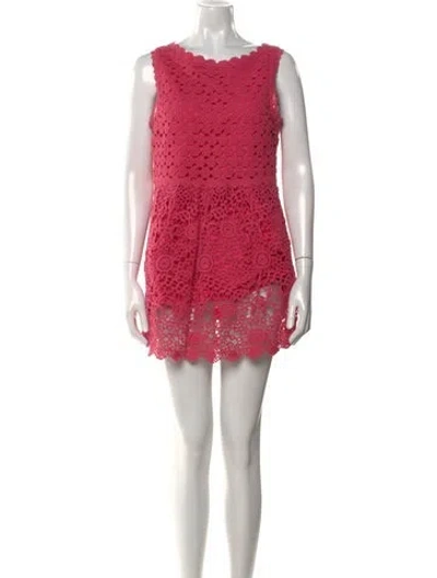 Pre-owned Twinset Lace Pattern Mini Dress In Pink
