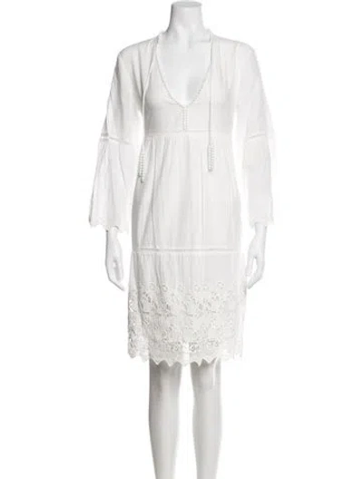 Pre-owned Twinset Lace Pattern Mini Dress In White