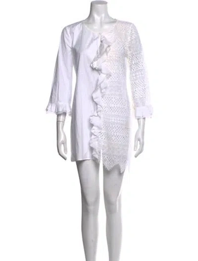 Pre-owned Twinset Lace Pattern Mini Dress In White