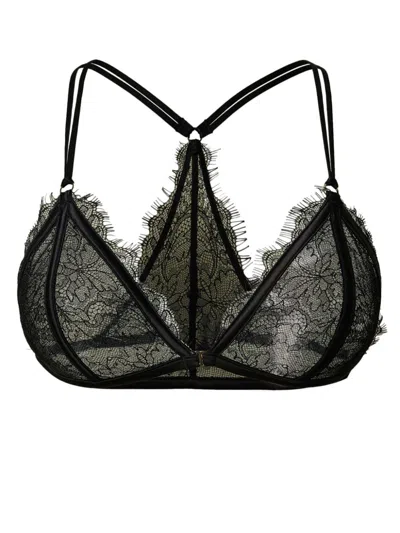 Twinset Lace Satin Bra In Black