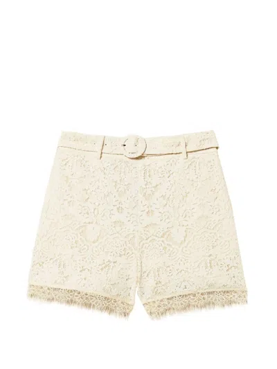 Twinset Lace Shorts With Belt In Brown