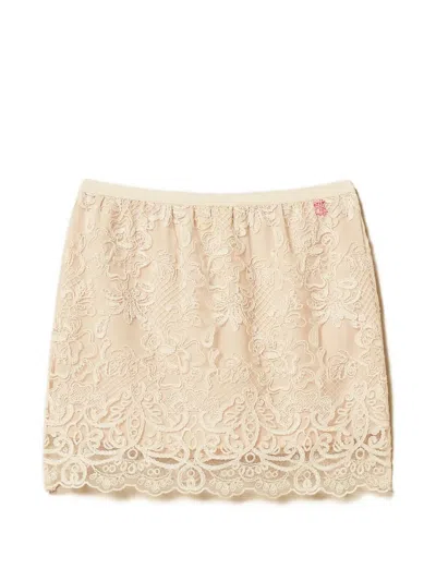 Twinset Lace Skirt In Neutral
