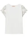 Twinset Lace-detail Short-sleeve Top In Pink