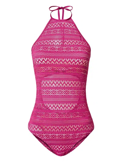 Twinset Lace Swimsuit In Purple