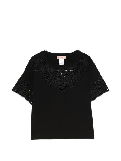 Twinset Lace T-shirt In Black