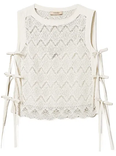 Twinset Lace Top In Neutral