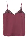 Twinset Bordeaux Top With Thin Strap And Logo Plaque On The Back In Fabric Woman In Red