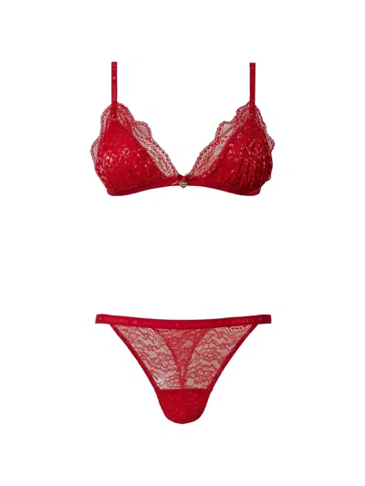 Twinset Lace Triangle Bra In Red