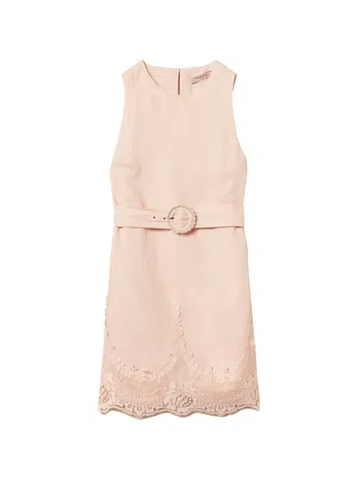 Twinset Lace-trim Belted Dress In Pink