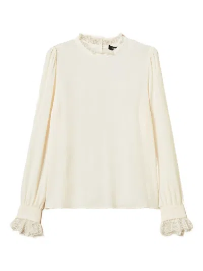 Twinset Lace-trim Blouse In Neutral