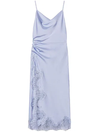 Twinset Lace Trim Dress In Purple