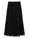 Twinset Cotton Midi Skirt In Black With Buttons Fastening In Black