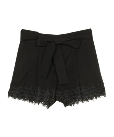 Twinset Lace-trim Mini Shorts In Black