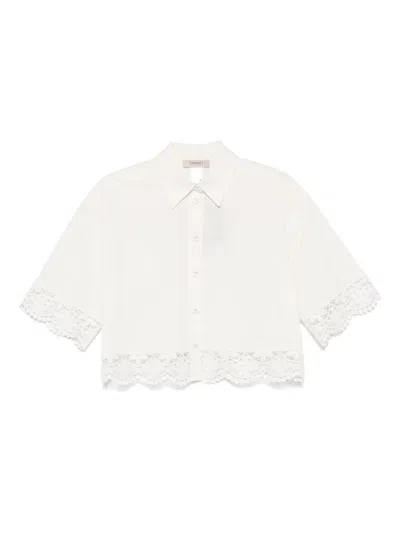 Twinset Lace-trim Poplin Shirt In White