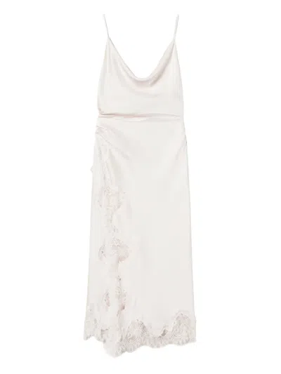 Twinset Lace-trim Satin Slip Dress In White