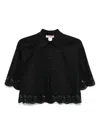 Twinset Twin-set Cropped Black Shirt With Classic Collar In Black