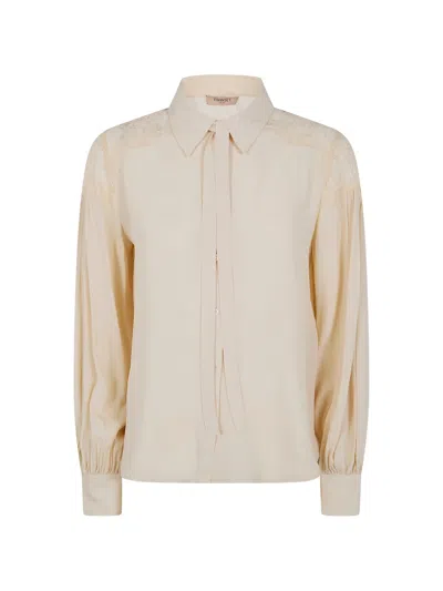 Twinset Lace-trim Shirt In Neutral