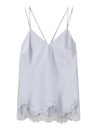 Twinset Lace-trim Silk Camisole In Purple