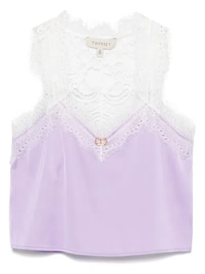 TWINSET LACE-TRIM TANK TOP