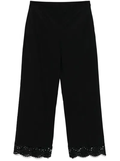 Twinset Lace-trim Trousers In Black