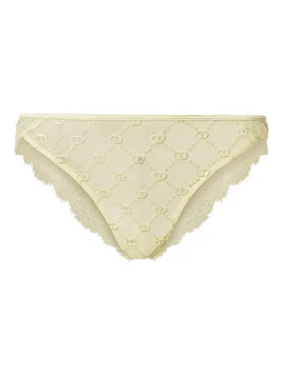Twinset Lace-trimmed Briefs In Yellow