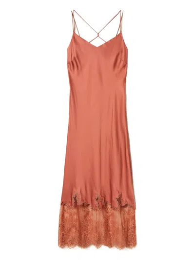 Twinset Lace-trimmed Midi Slip Dress In Pink