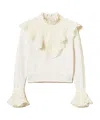 Twinset Lace-trimmed Ruffled Jumper In Neutral