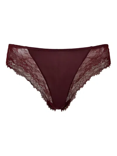 Twinset Lace-trimmed Satin Briefs In Red