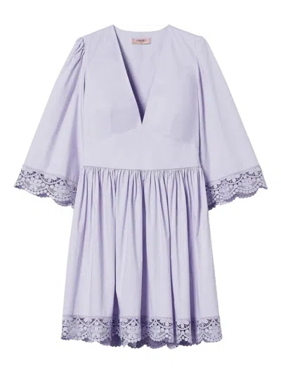 Twinset Lace-trimmed Skater Dress In Purple