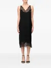 Twinset Lace-trimmed Slip Dress In Black