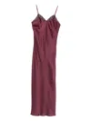Twinset Satin Slip Dress With Lace Neckline In Purple